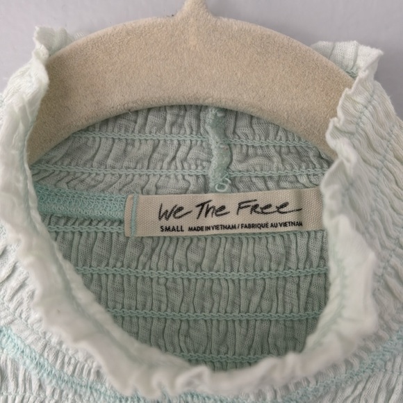 Free People We the Free Women's Long Sleeve Mock Neck Top Mint Green Cotton Top - Picture 2 of 8